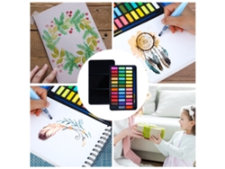Set de 36 acuarelas con pincel Plumas Book Art para principiantes y adultos (portátil)
