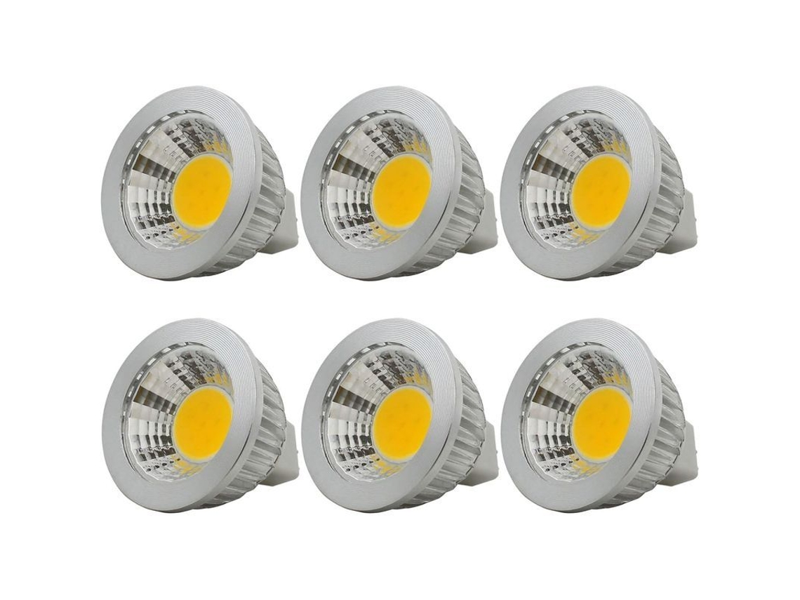 2026altiro-6 Bombillas Led Cob Mr16/gu5.3 De 3 W, 210 Lm, Cc 12 V, Luz Blanca Cálida 2700 K, 90°, 50 X 52 Mm