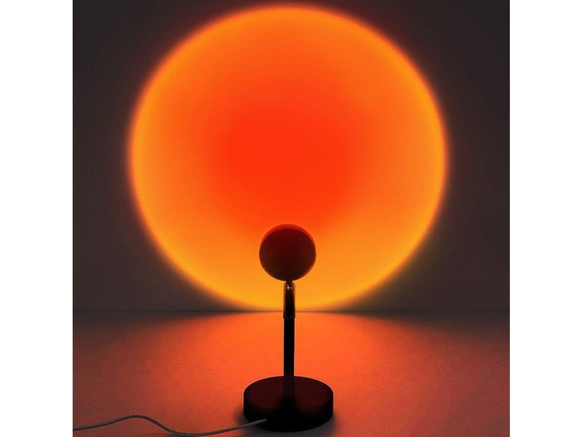 Lámpara De Proyección Con Efecto Atardecer, Luz Led Romántica Con Rotación De 180°, Usb De 5 V, Color Rojo Atardecer.