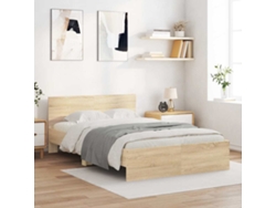 Cama De Matrimonio | Cama Para Adultos | Estructura De Cama Con Cabecero Roble Sonoma 120x200 Cm