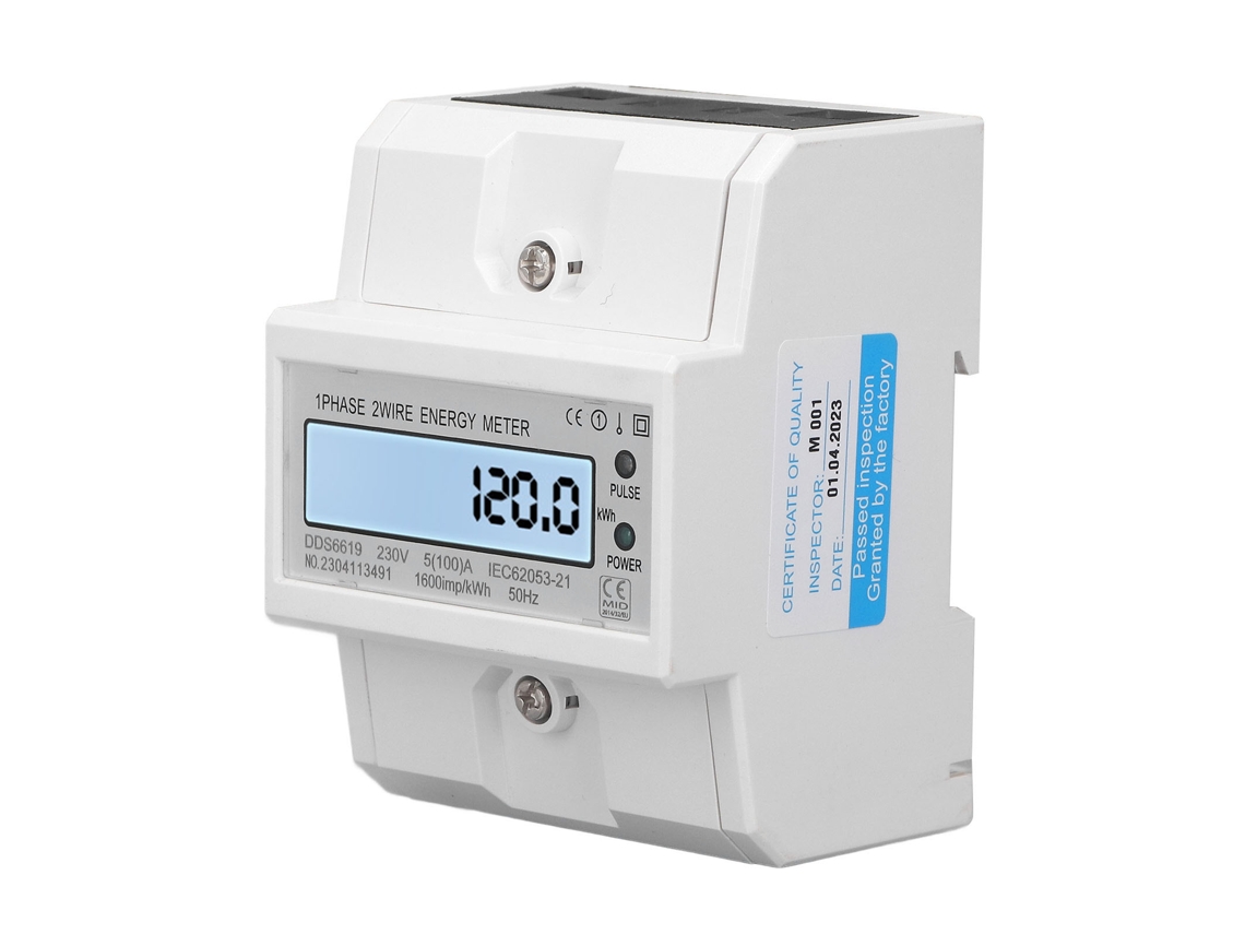 Medidor Eléctrico Inteligente Monofásico De 2 Hilos Para Riel Din Con Pantalla Lcd, 230 V Ca 50 Hz.