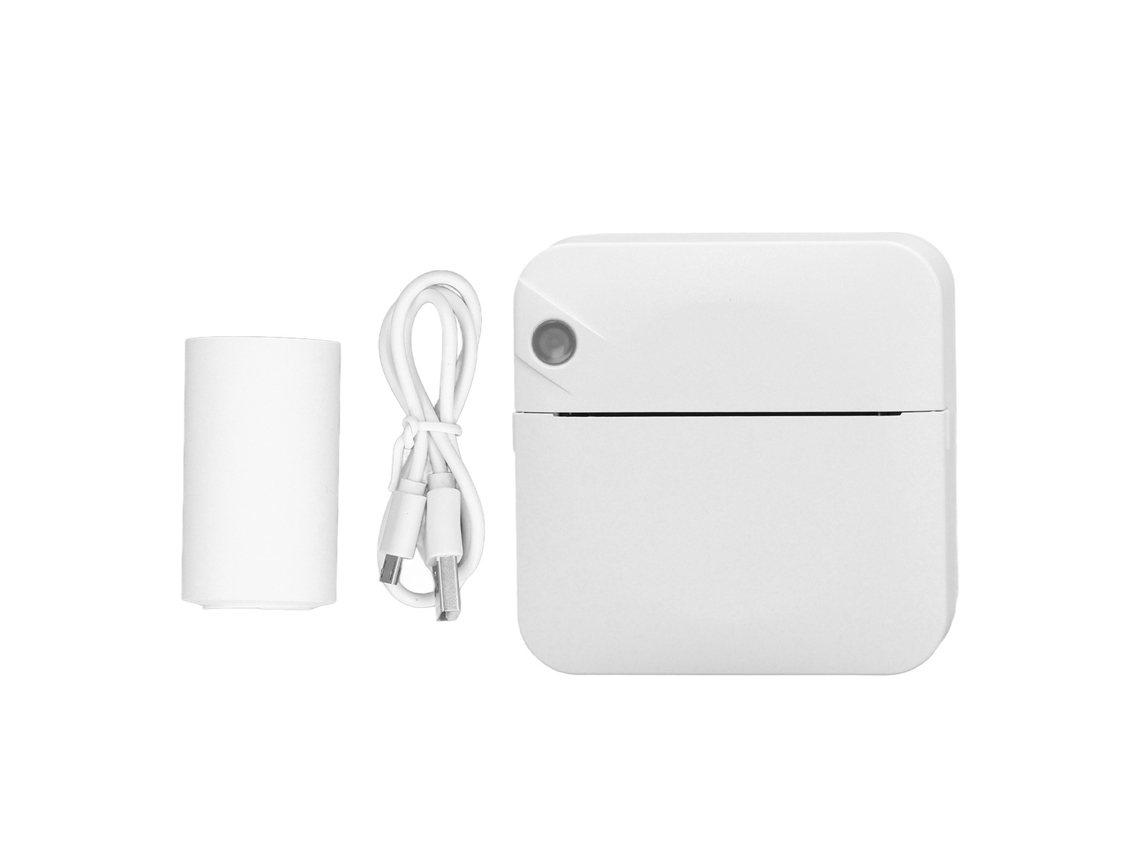 Mini impresora térmica portátil Bluetooth 2026, 200 ppp, batería recargable de 1000 mAh, con 1 rollo de papel blanco.
