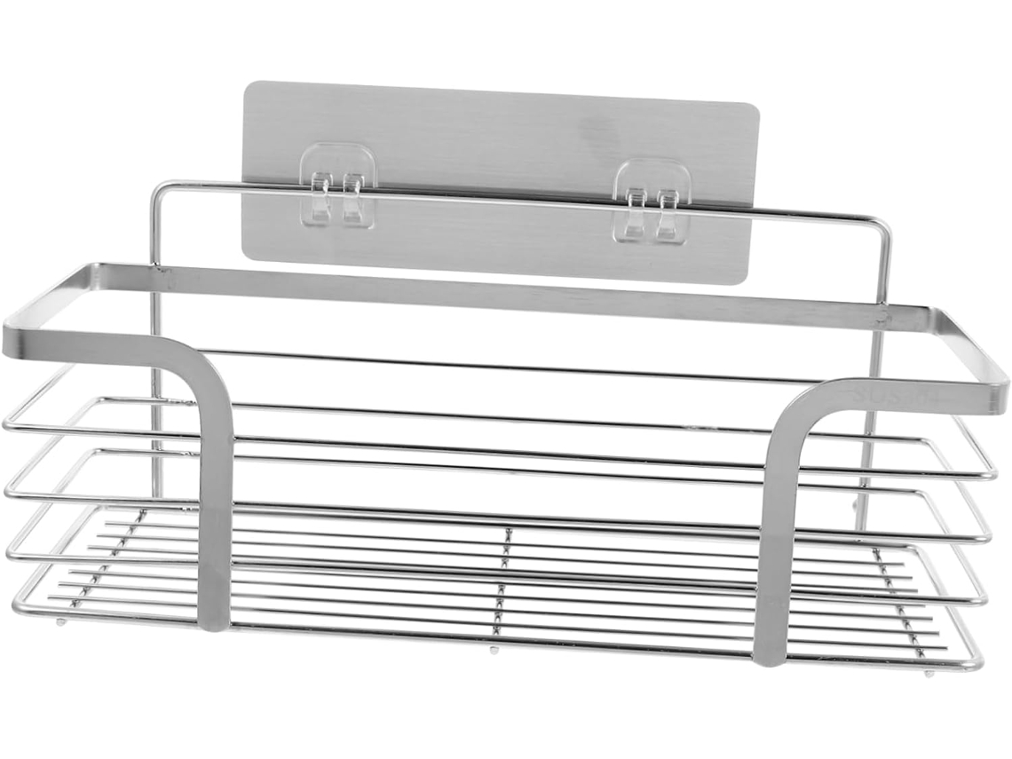 Estante Pared Acero Inoxidable Almacenamiento Agujeros Incluye Malla Drenaje Adhesivo Baño