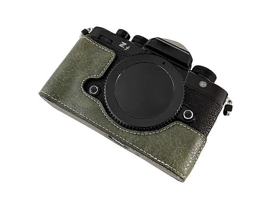 Estuche para cámara compatible con Nikon Zf, medio cuerpo, textura de búfalo, piel sintética, cubierta inferior Facpoet