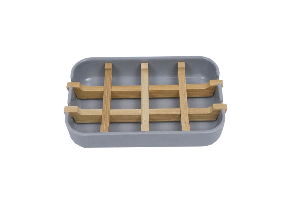 (gris) Jabonera De Baño De Bambú, Plato De Ducha, Accesorio De Baño Unisex