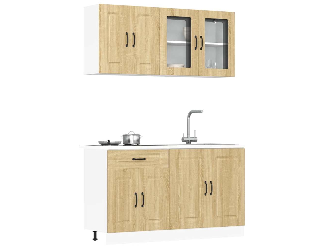 Mueble Cocina Kalmar Roble Sonoma 4 Uds Madera Contrachapada