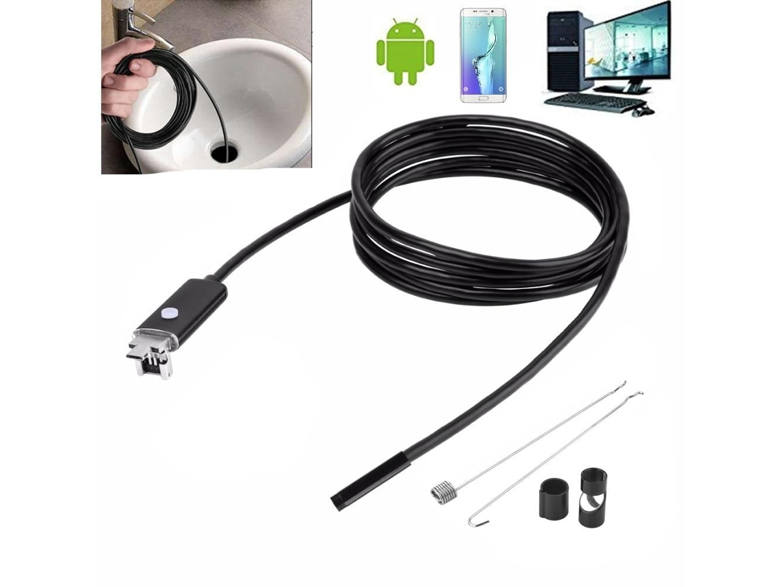 SZSMART Cámara de inspección de endoscopio Android 6 Led Cable USB impermeable (cable duro de 7,0 mm - 2 M)