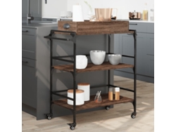 Carrito De Cocina Madera Ingeniería Marrón Roble 81,5x41x92,5cm