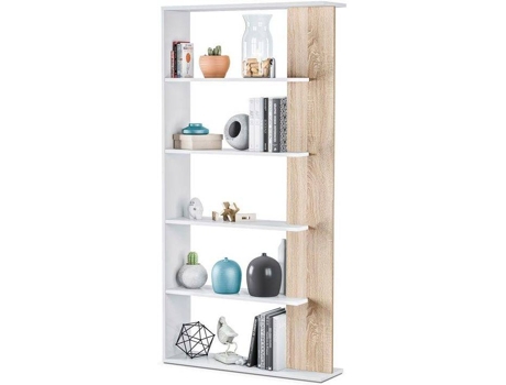 Estantes HABITDESIGN Alida (Blanco Artik - Roble - Melamina - 90 x 180 x 25 cm)