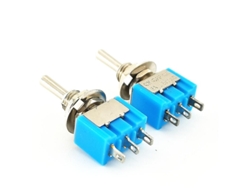 15pcs Interruptor De Palanca Mini 6a/125vac, 3 Pines On/off 2 Posiciones Spdt, Mts102 Material Plástico Y Metal Color Azul Y Plata