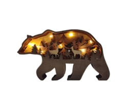 Figura De Oso De Madera Tallado 3d, Ornamento De Navidad Para Hogar, Estatua Decorativa