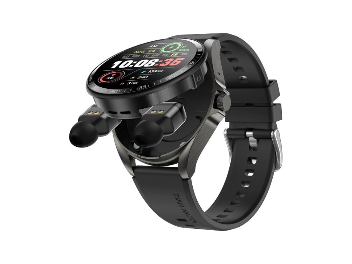(negro + Correa De Silicona Negra) Auriculares Bluetooth/smartwatch/nfc 2 En 1 De 1,46 Pulgadas