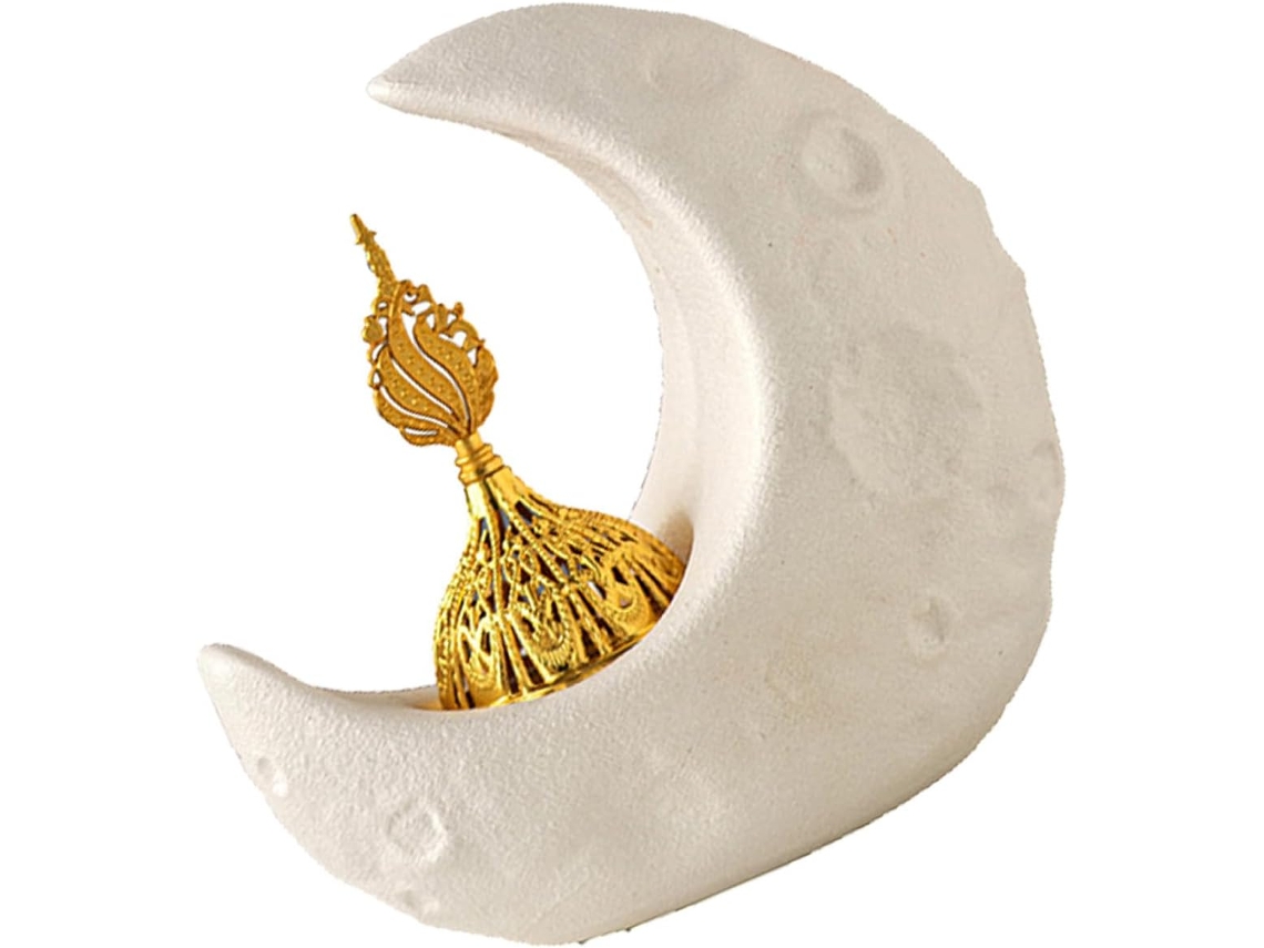 Quemador de incienso Slowmoose de cerámica blanca, Luna, Árabe