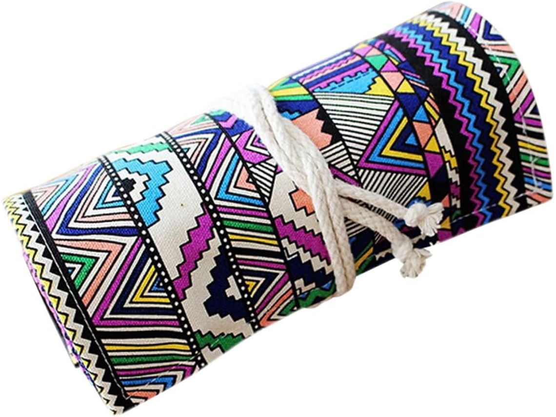 Estuche Enrollable De Lona Para Lápices, Bolsa De Almacenamiento Práctica, Color