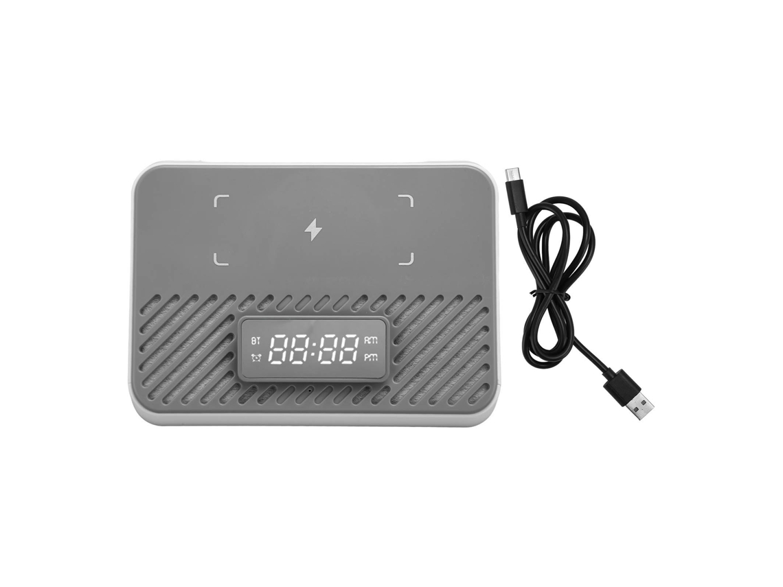 Estación De Carga Inalámbrica 3 En 1 De 15 W Con Altavoz Bluetooth Y Despertador - Blanco
