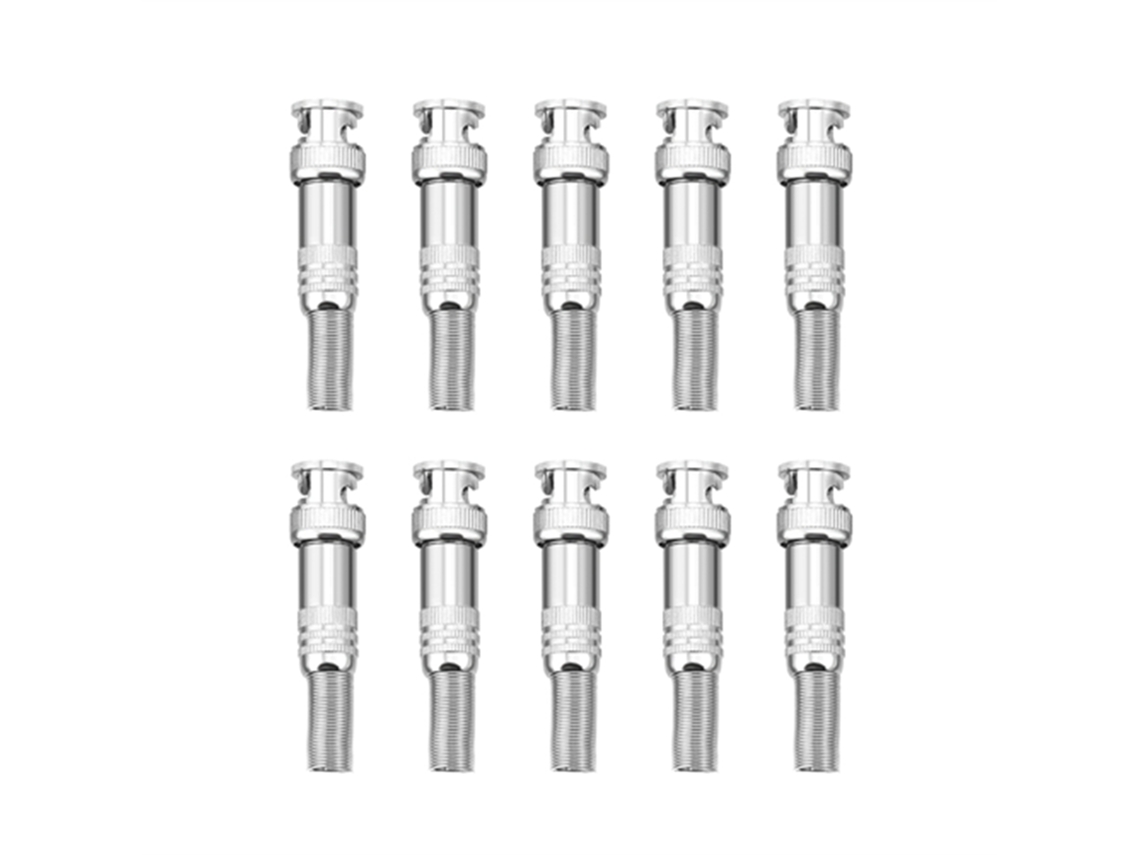 10 conectores BNC macho con resorte para cable coaxial RG59 de cámaras CCTV