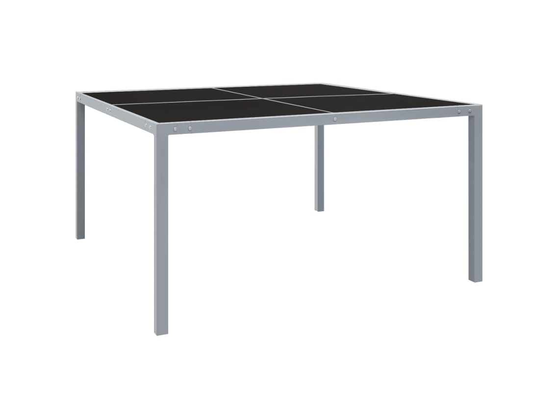 Mesa de jardín LOVELY HOME de acero y vidrio en color gris (130 x 130 x 72 cm)