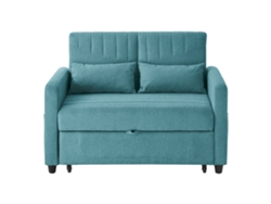 Sofá Cama De 2 Plazas – Diseño Plegable Moderno, Respaldo Con 3 Posiciones – Azul Verde Antiguo