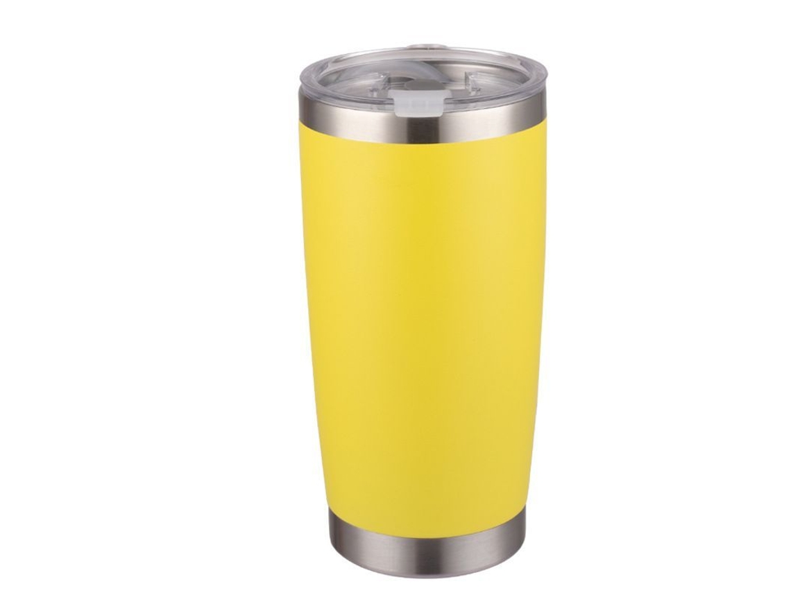 Taza Termo De Acero Inoxidable Para Exterior 20 Oz, Aislada Al Vacío Con Tapa Magnética Color Amarillo