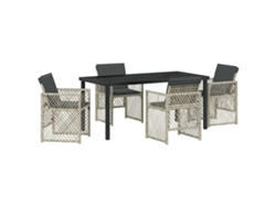 Conjunto De Comedor De Jardín 5 Uds | Mueble De Jardín Gris Claro Ratán Sintético