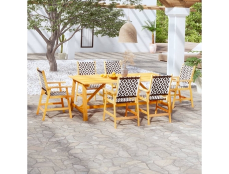 Conjunto 7 de comedor para jardín VIDAXL madera maciza de acacia