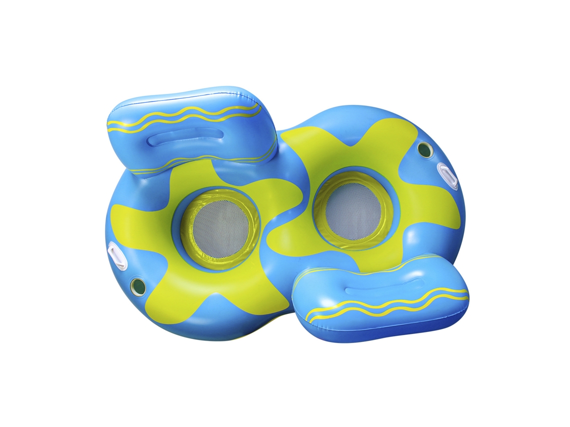 Sillón inflable doble con asas, portavasos y reposacabezas. Diámetro 185cm.