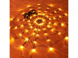 Luces De Telaraña Para Halloween Con 80 Led Morados Y Araña, 8 Modos Para Uso En Interiores Y Exteriores (naranja)