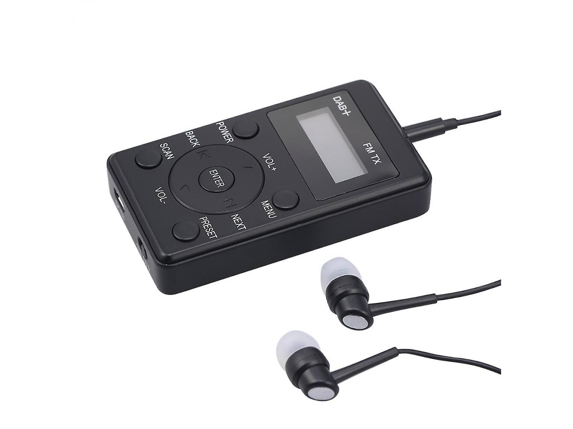 Radio FM DAB portátil, receptor FM con auriculares, minitransmisor, miniradio digital recargable, ideal para viajes diarios | Ushion Radio (negro)
