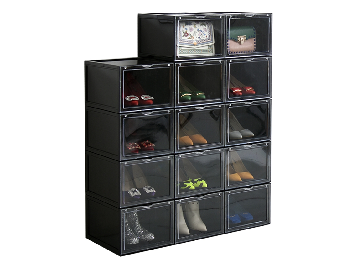 Cajas para Zapatos Apilables con Cierre Magnético - Color Negro