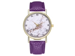 Reloj De Pulsera Unisex Moda Nueva Cuarzo Analógico Correa De Cuero Morado
