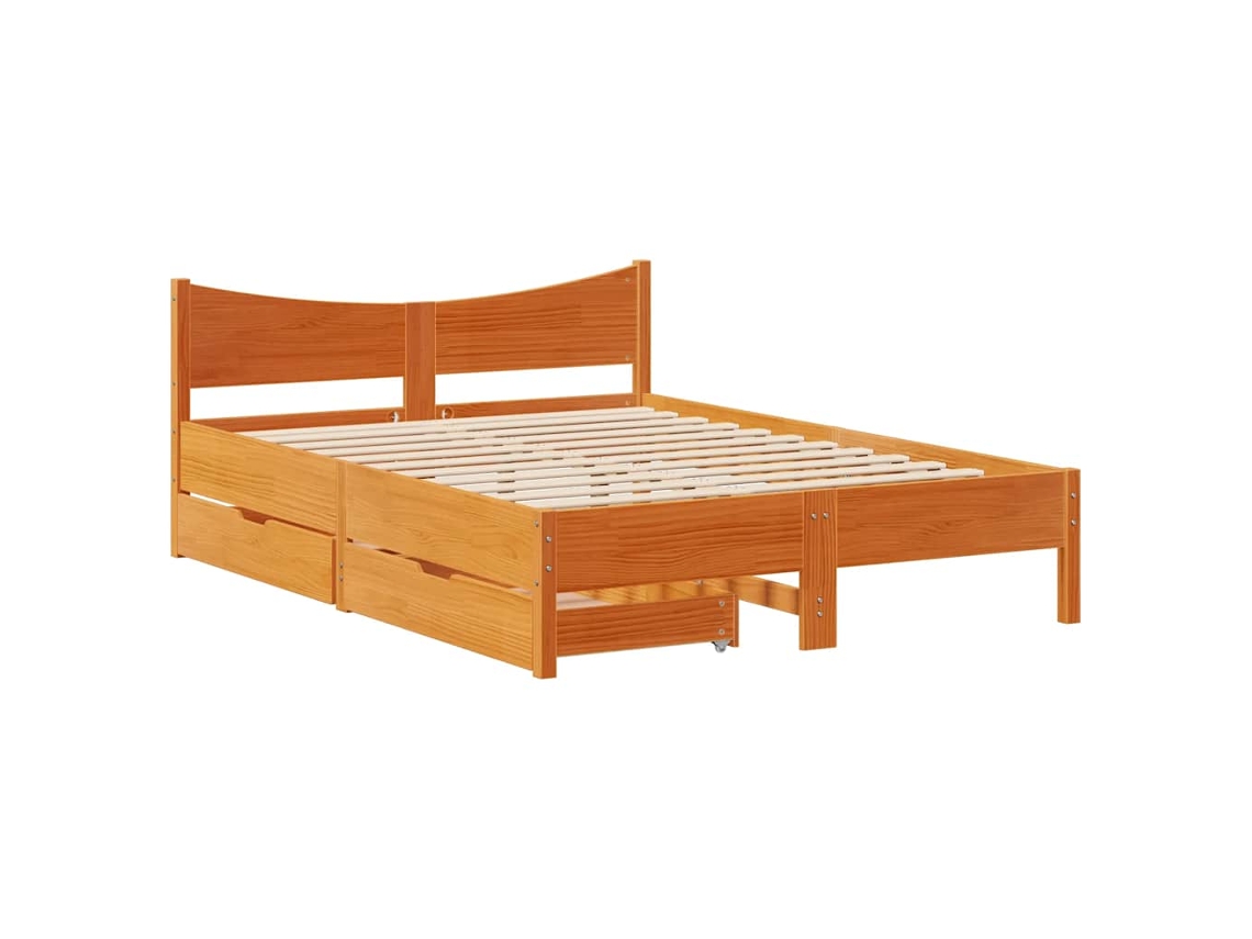 Maison Exclusive - Estructura Cama Con Cajones Madera Pino Marrón Cera 140x190 Cm