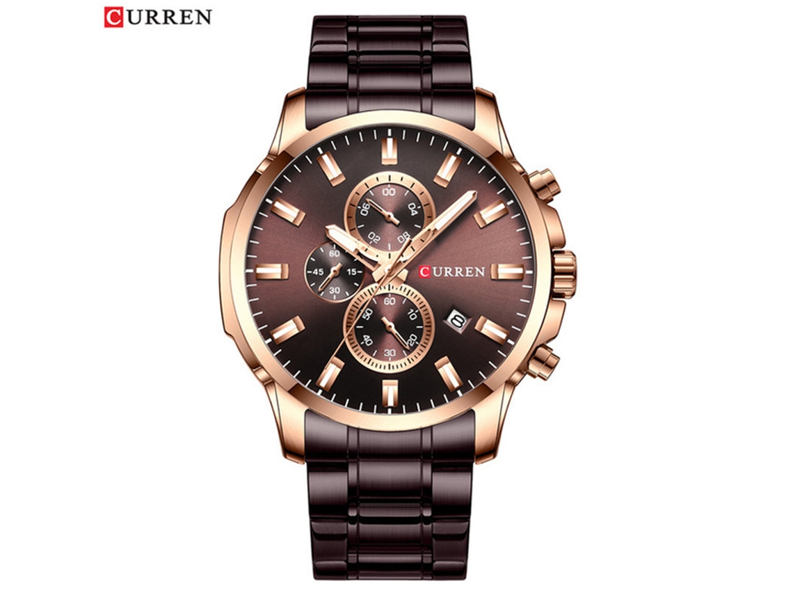 Reloj De Pulsera Moderno Para Hombre (marrón Café) Resistente Al Agua, Con Seis Manecillas Y Correa De Acero Inoxidable Multifuncional.