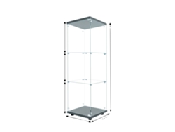 Vitrina de cristal con iluminación LED, diseño que ahorra espacio, tres estantes negros e iluminación.