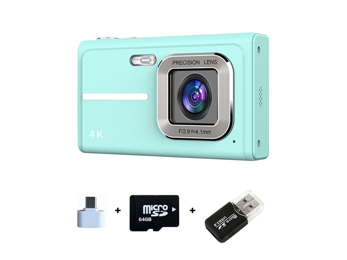 Câmera Digital 4k Hd Zoom 16x Autofoco Câmera Ccd De Tela De 2.4 Polegadas 64g Azul 