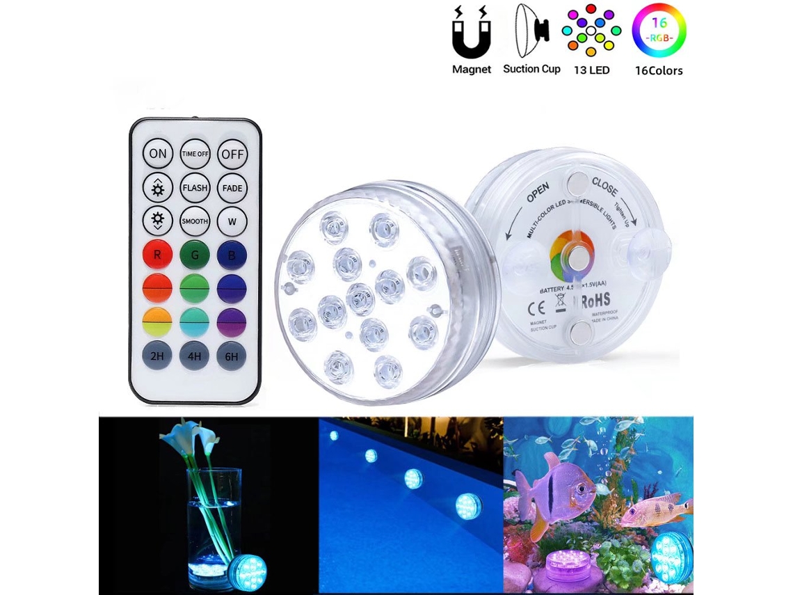 Led Swimming Pool Light Led Submersible Starlight Ip68 Multi-Color Underwater Lights With Remote Control Waterproof Bathtub Lights 2Pcs