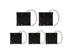 5 Piezas Funda De Batería 18650 Porta Baterías 4 Slots Con Cable Rojo Negro Conexión En Serie