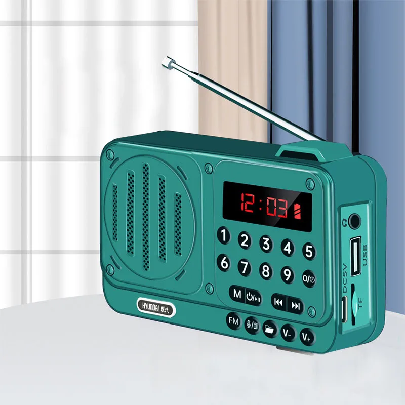 (azul) Mini Radio Fm, Alta Sensibilidad, Altavoz Incorporado De Alta Potencia, Pantalla Led, Grabación