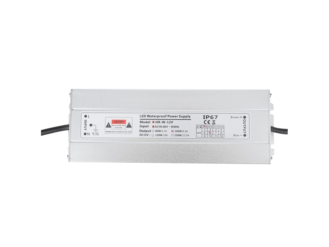 Fuente De Alimentación Led Impermeable Ip67, De Ca A Cc, 12 V, 8,3 A, 100 W Para Tiras De Luz.