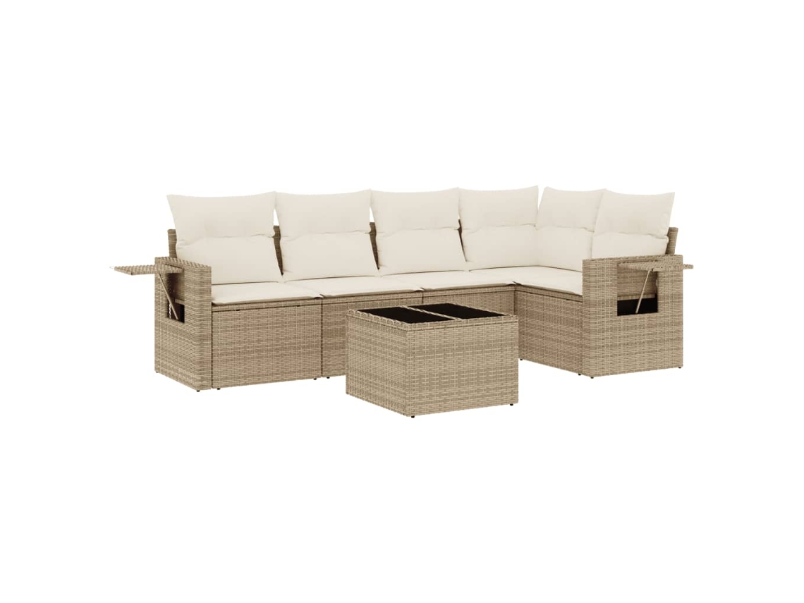 Maison Exclusive - Juego De Sofás Jardín Con Cojines 6 Pzas Ratán Sintético Beige