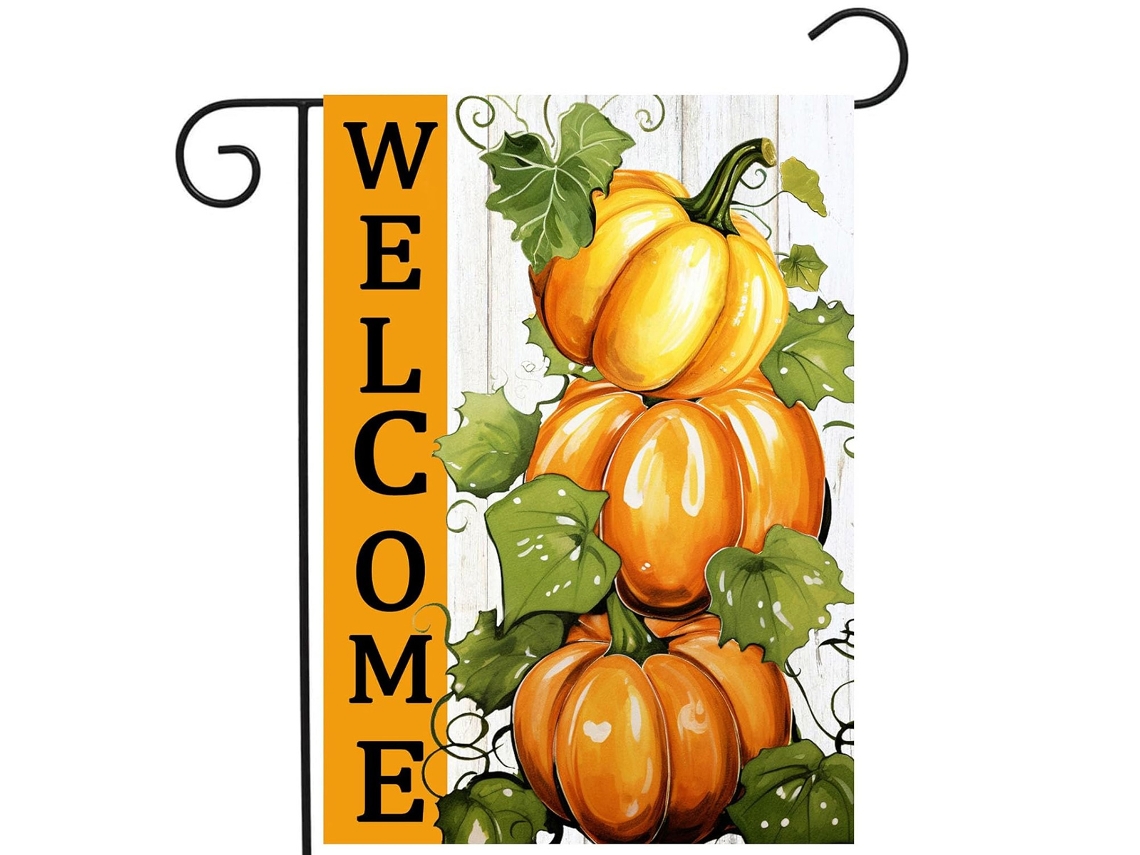 Bandera de jardín de bienvenida de otoño, 12.0 x 18.0 in, doble cara al aire libre NEVEANCE