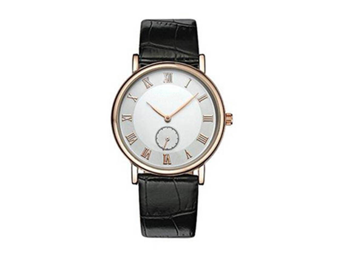 Reloj De Cuarzo Casual De Cuero Pu Para Parejas Sendas (hombre, Correa Negra, Dial Blanco)