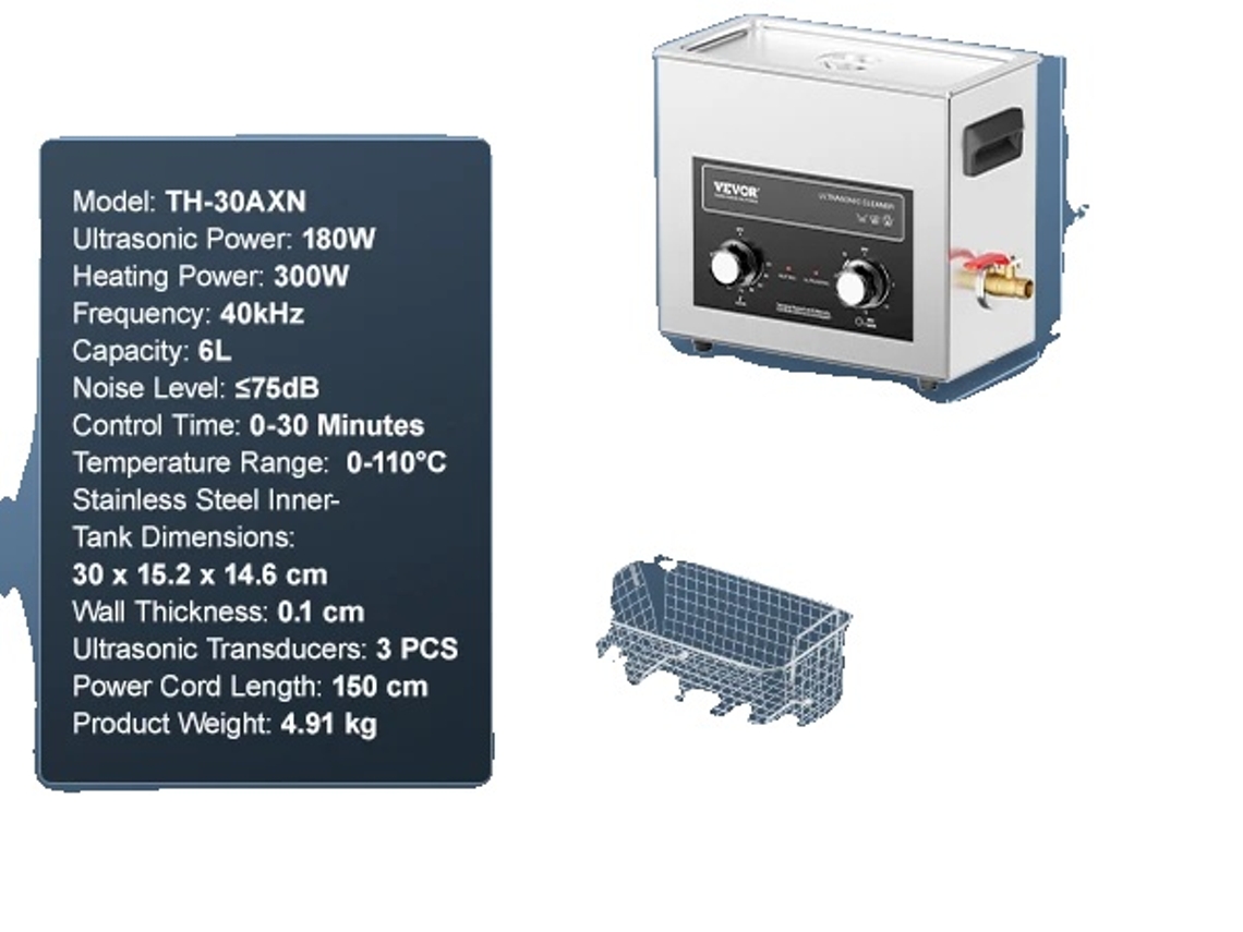 Limpieza ultrasónica, múltiples opciones de capacidad, sistema de calentamiento eficaz, OEM de 6 l