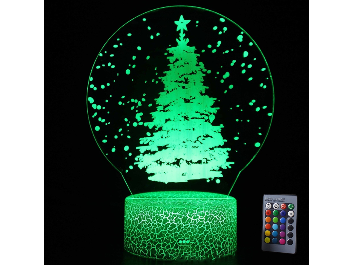 Lámpara de mesa 3D con diseño de árbol de Navidad, luz nocturna LED con control remoto, regalo creativo colorido