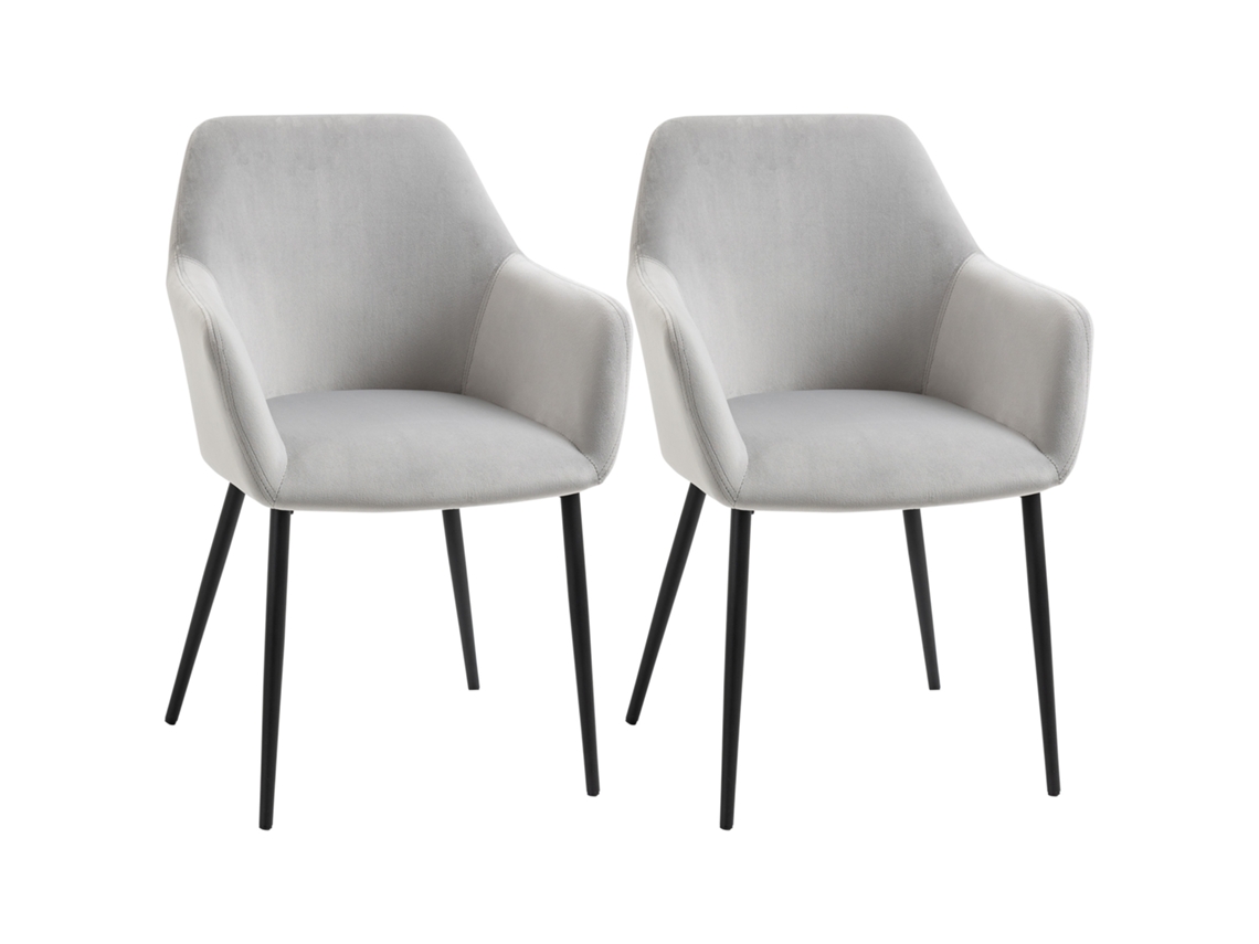 Sillas Nórdicas Set 2 Reposabrazos Curvos Gris