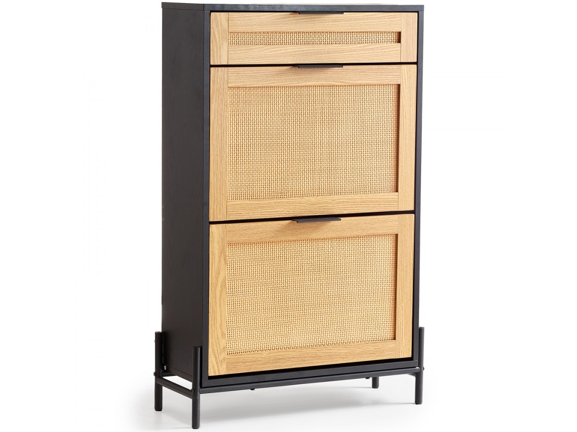 Zapatero de ratán con 2 puertas, cajón extraíble y diseño moderno Tekmaquinas