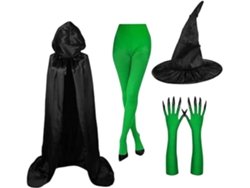 Disfraz de bruja: sombrero de bruja con guantes y garras verdes, kit de disfraz para H Vayotoy