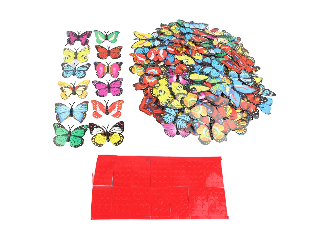 200pcs Borboletas 3d Adesivos Parede Removíveis Pvc Decorativos Quarto Festa 7cm