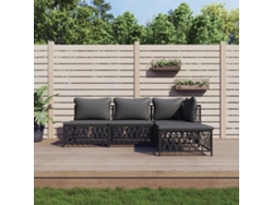 Juego Muebles De Jardín 4 Pzas Y Cojines Acero Gris Antracita