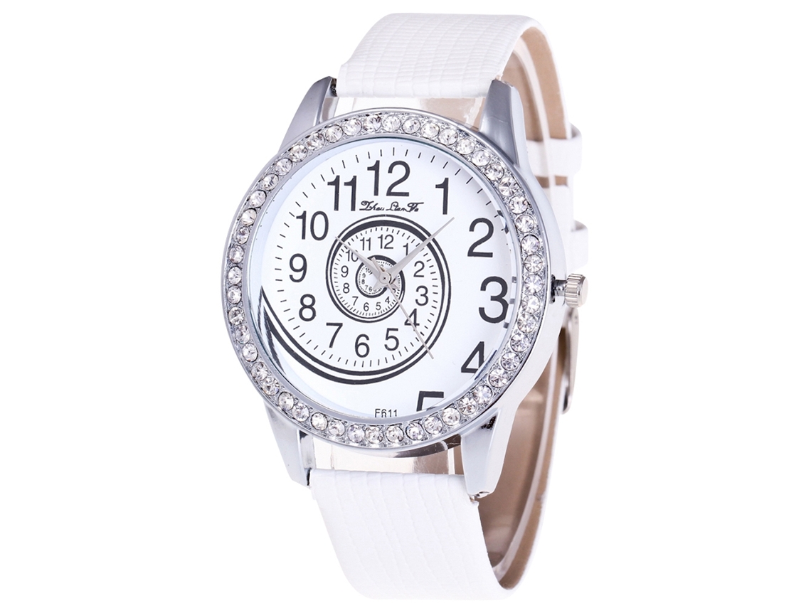 Reloj De Pulsera De Cuarzo Para Mujer Zhoulianfa, Esfera Redonda Con Diamantes De Imitación Blancos.