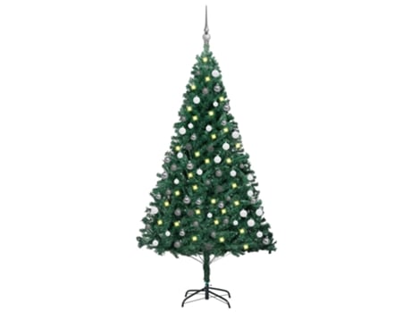 Árbol de Navidad VIDAXL preiluminado con luces y bolas verde (150 cm)